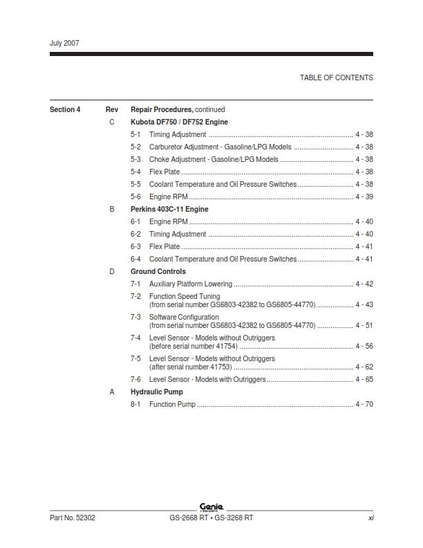 GENIE GS-2668 RT GS-3268 SERVICE WORKSHOP REPAIR MANUAL REPRINTED 2007 EDITION