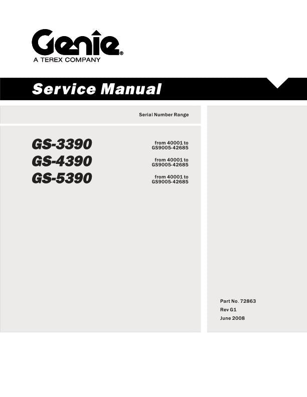 GENIE GS-3390 4390 5390 SERVICE WORKSHOP REPAIR MANUAL REPRINTED 2008 EDITION