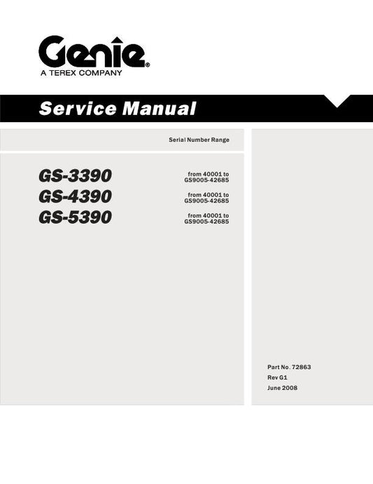 GENIE GS-3390 4390 5390 SERVICE WORKSHOP REPAIR MANUAL REPRINTED 2008 EDITION