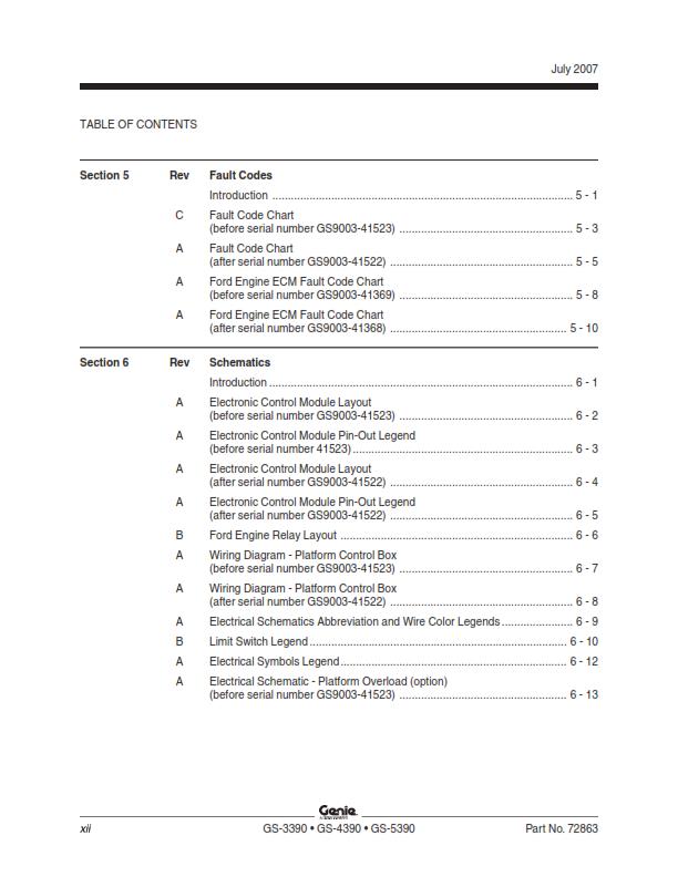 GENIE GS-3390 4390 5390 SERVICE WORKSHOP REPAIR MANUAL REPRINTED 2008 EDITION