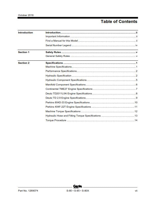 GENIE S-80 S-85 S-80X SERVICE WORKSHOP REPAIR MANUAL REPRINTED 2016 EDITION