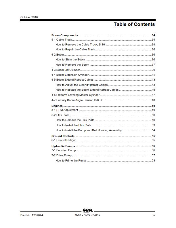 GENIE S-80 S-85 S-80X SERVICE WORKSHOP REPAIR MANUAL REPRINTED 2016 EDITION