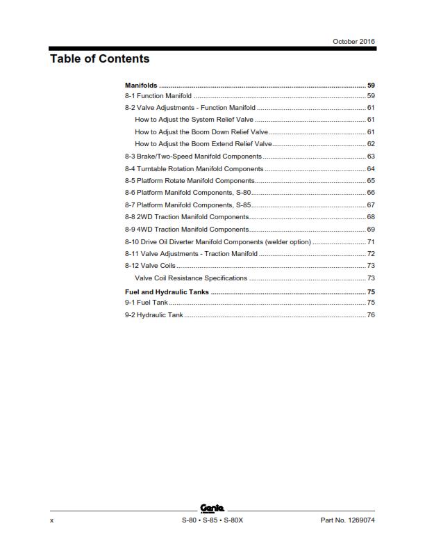 GENIE S-80 S-85 S-80X SERVICE WORKSHOP REPAIR MANUAL REPRINTED 2016 EDITION