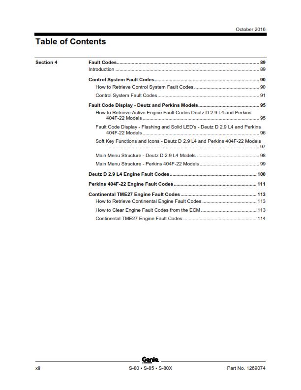 GENIE S-80 S-85 S-80X SERVICE WORKSHOP REPAIR MANUAL REPRINTED 2016 EDITION