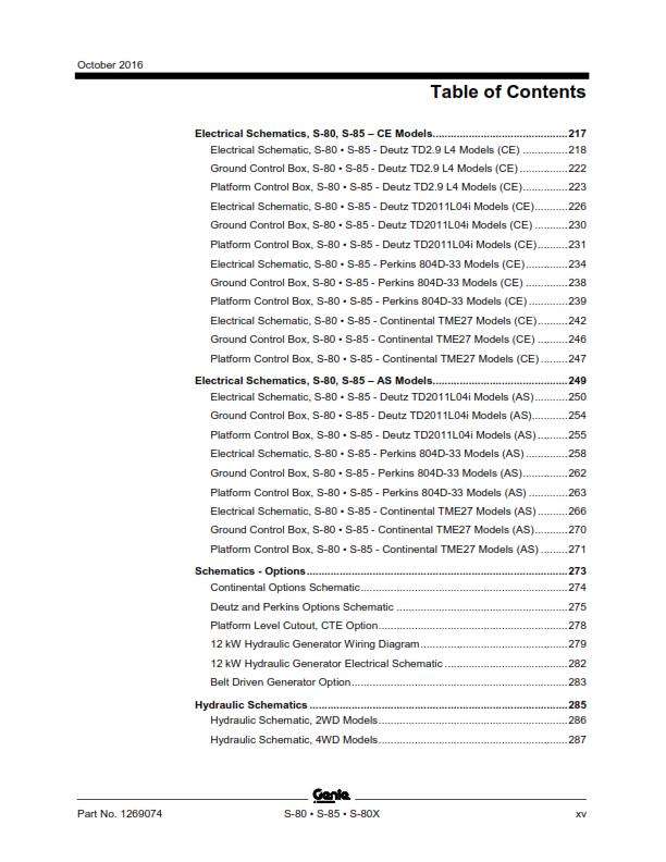 GENIE S-80 S-85 S-80X SERVICE WORKSHOP REPAIR MANUAL REPRINTED 2016 EDITION