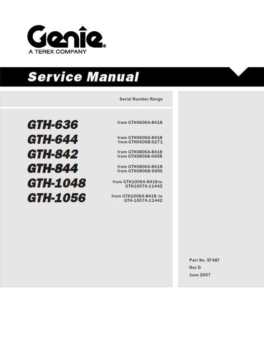 GENIE GTH 636 644 842 844 1048 1056 SERVICE WORKSHOP REPAIR MANUAL REPRINTED 07