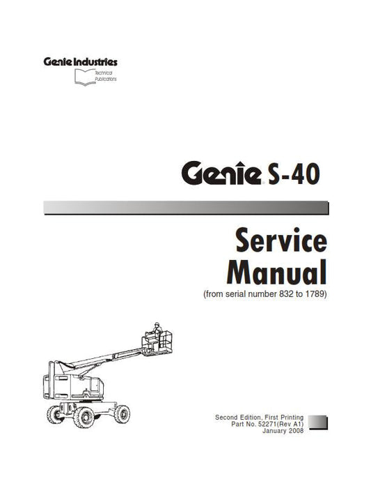 GENIE S-40 SERVICE WORKSHOP REPAIR MANUAL REPRINTED 2008 EDITION
