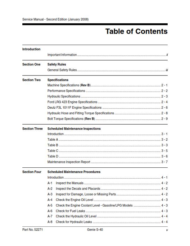 GENIE S-40 SERVICE WORKSHOP REPAIR MANUAL REPRINTED 2008 EDITION