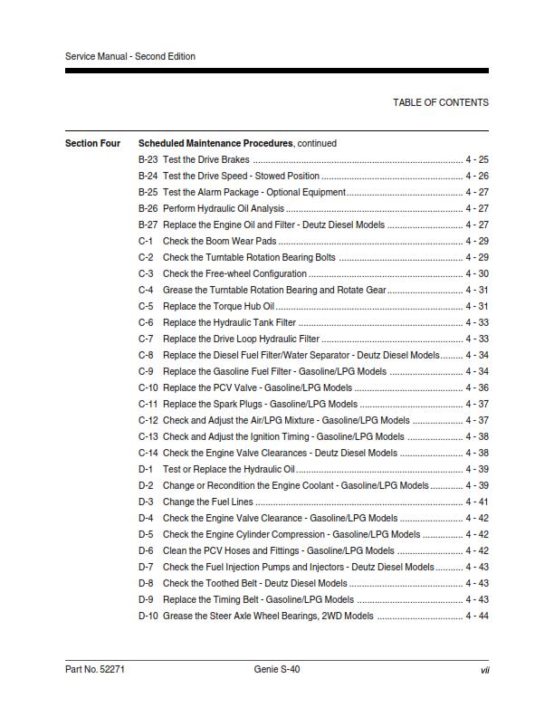 GENIE S-40 SERVICE WORKSHOP REPAIR MANUAL REPRINTED 2008 EDITION