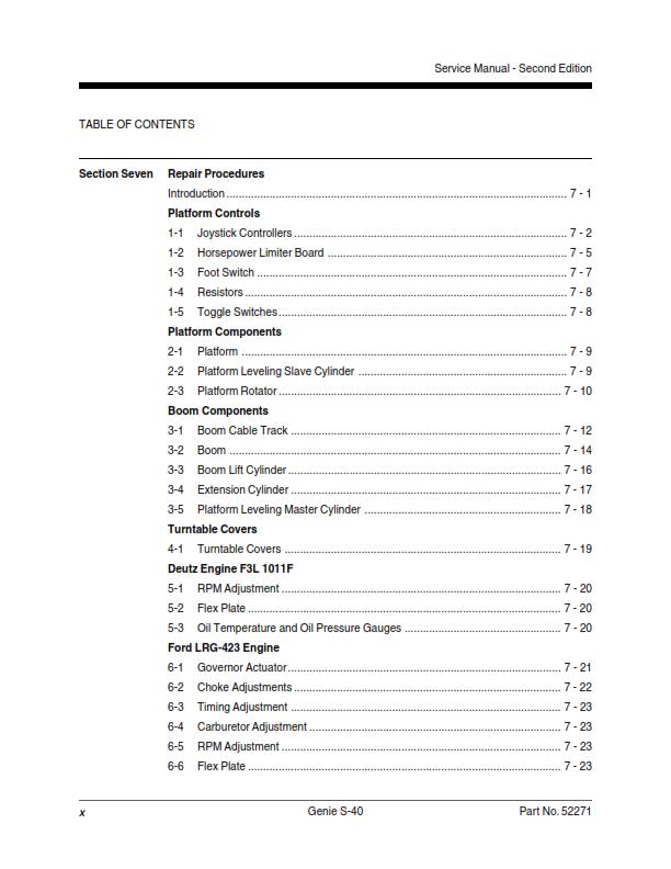 GENIE S-40 SERVICE WORKSHOP REPAIR MANUAL REPRINTED 2008 EDITION