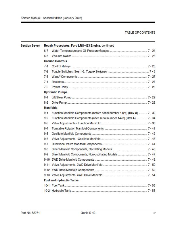 GENIE S-40 SERVICE WORKSHOP REPAIR MANUAL REPRINTED 2008 EDITION