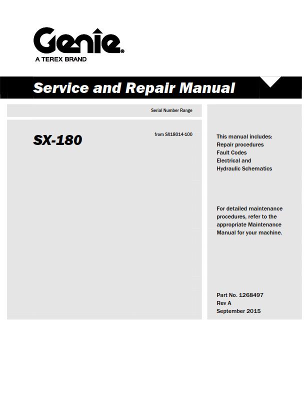GENIE SX-80 SERVICE WORKSHOP REPAIR MANUAL REPRINTED 2015 EDITION