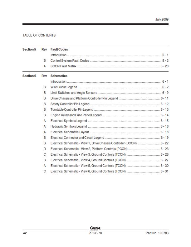 GENIE Z-135/70 SERVICE WORKSHOP REPAIR MANUAL REPRINTED JUL 2009 EDITION