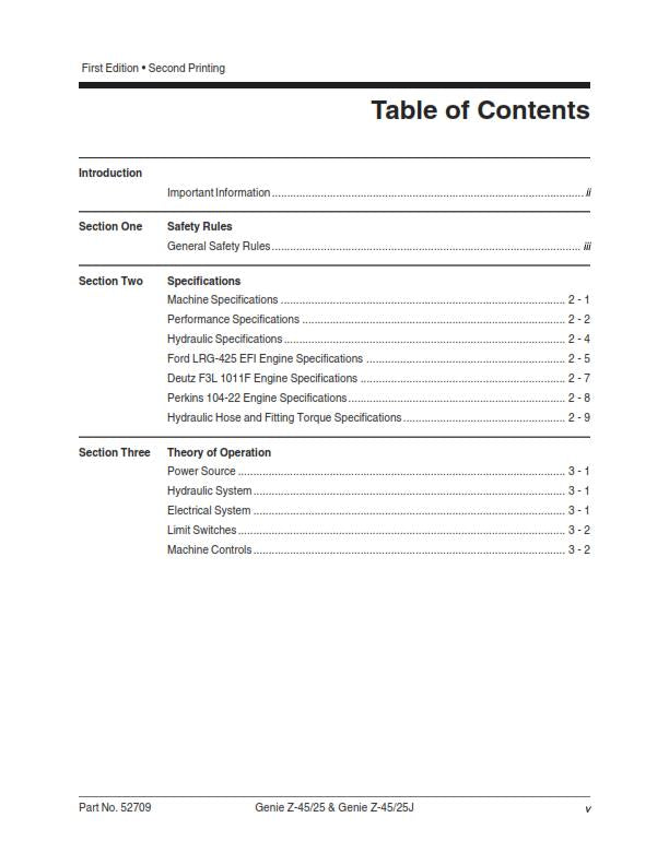 GENIE Z-45/25 Z-45/25J SERVICE WORKSHOP REPAIR MANUAL REPRINTED SEP 2000 EDITION