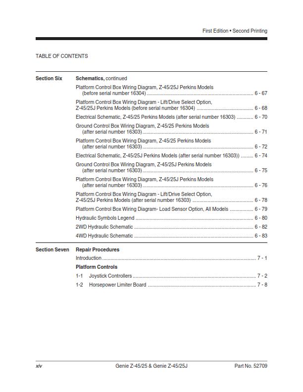 GENIE Z-45/25 Z-45/25J SERVICE WORKSHOP REPAIR MANUAL REPRINTED SEP 2000 EDITION