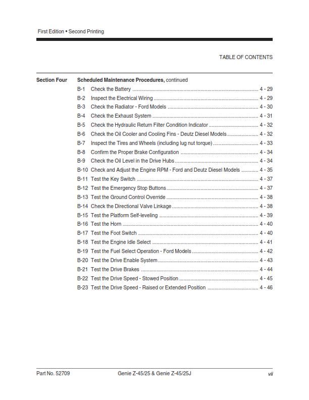 GENIE Z-45/25 Z-45/25J SERVICE WORKSHOP REPAIR MANUAL REPRINTED SEP 2000 EDITION