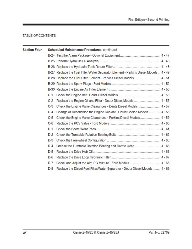GENIE Z-45/25 Z-45/25J SERVICE WORKSHOP REPAIR MANUAL REPRINTED SEP 2000 EDITION