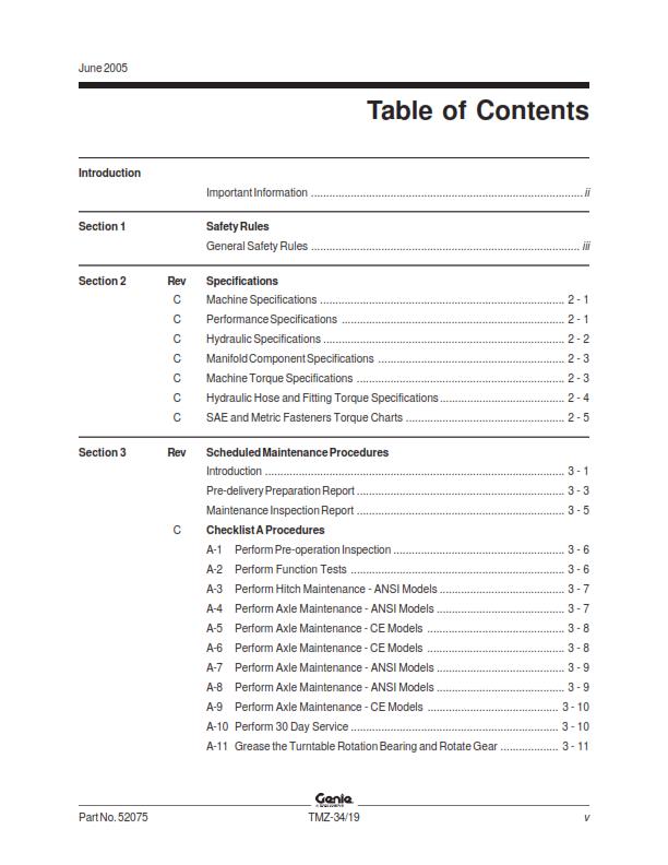 GENIE TMZ-34/19 SERVICE WORKSHOP REPAIR MANUAL REPRINTED JUN 2005 EDITION