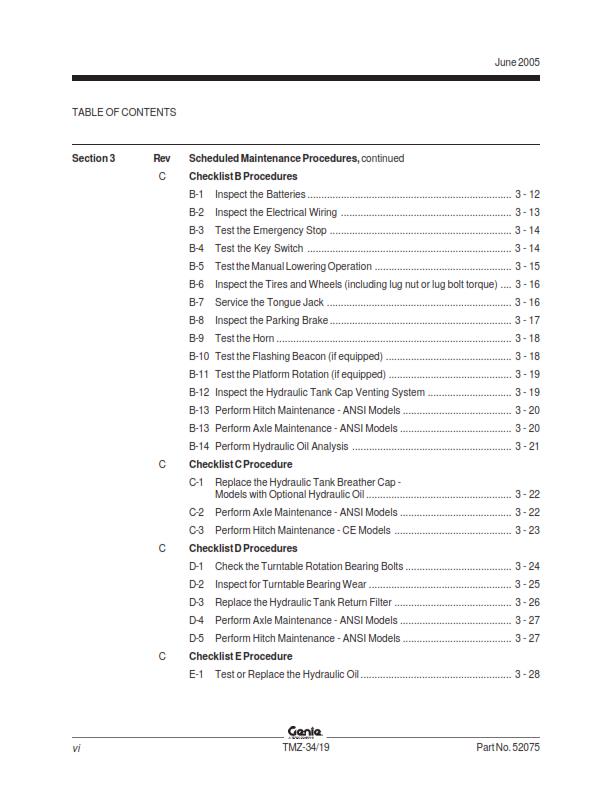 GENIE TMZ-34/19 SERVICE WORKSHOP REPAIR MANUAL REPRINTED JUN 2005 EDITION