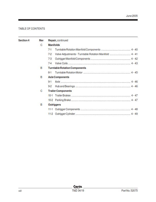 GENIE TMZ-34/19 SERVICE WORKSHOP REPAIR MANUAL REPRINTED JUN 2005 EDITION