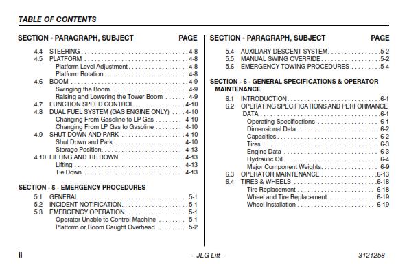 JLG 340AJ OPERATION & SAFETY MANUAL REPRINTED MAY 2012 EDITION