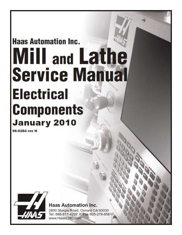 HAAS MILL & LATHE SERVICE MANUAL ELECTRICAL JAN 2010 REPRINTED COMB BOUND