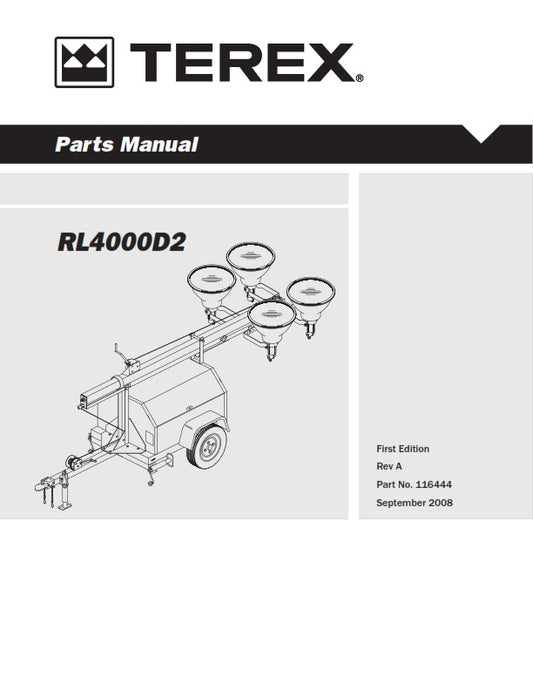 TEREX RL4000D2 PARTS MANUAL SEP 2008 EDITION REPRINTED COMB BOUND