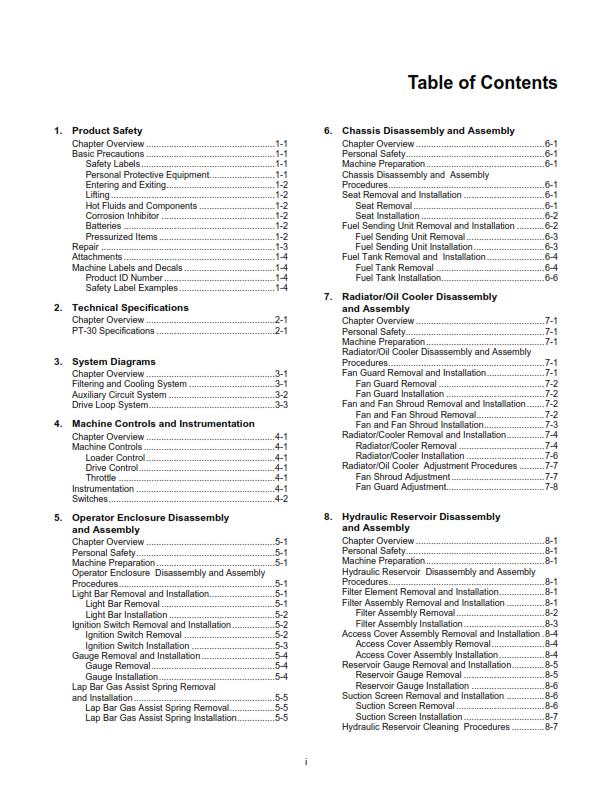 TEREX COMPACT TRACK LOADER PT-30 SERVICE WORKSHOP MANUAL 2010 EDITION REPRINTED