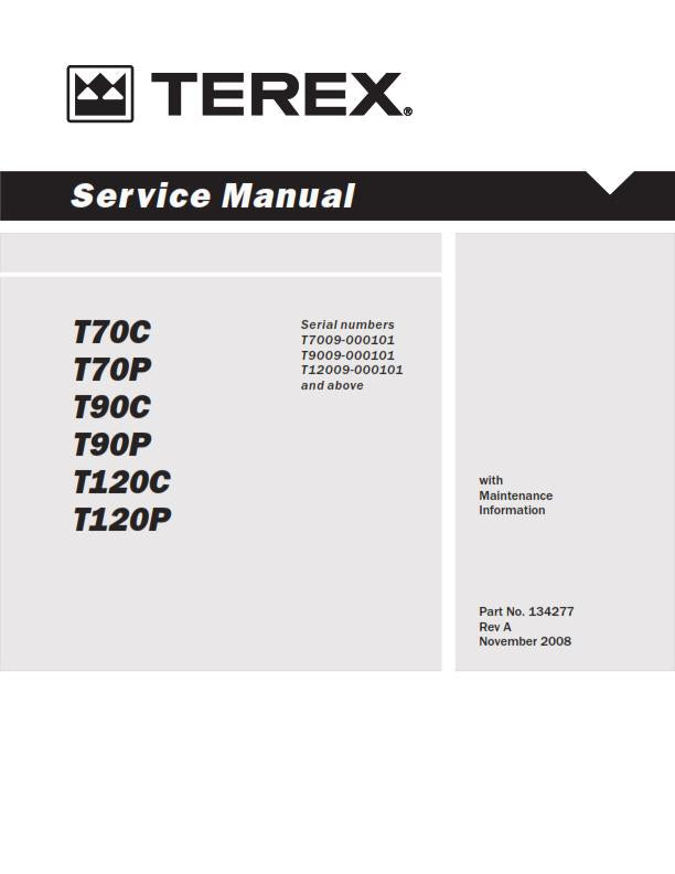 TEREX T70C T70P T90C T90P T120C T120P SERVICE WORKSHOP REPAIR MANUAL REPRINTED