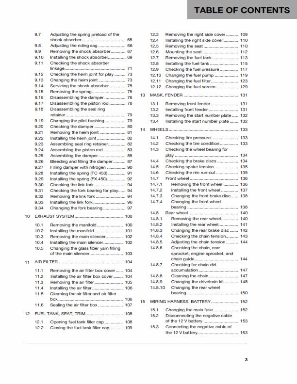 HUSQVARNA FC 450 FX 450 2018 REPAIR WORKSHOP SERVICE MANUAL REPRINTED COMB BOUND