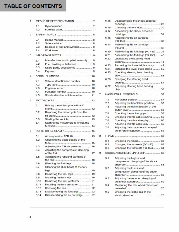 HUSQVARNA FC 450 FX 450 2017 REPAIR WORKSHOP SERVICE MANUAL REPRINTED COMB BOUND