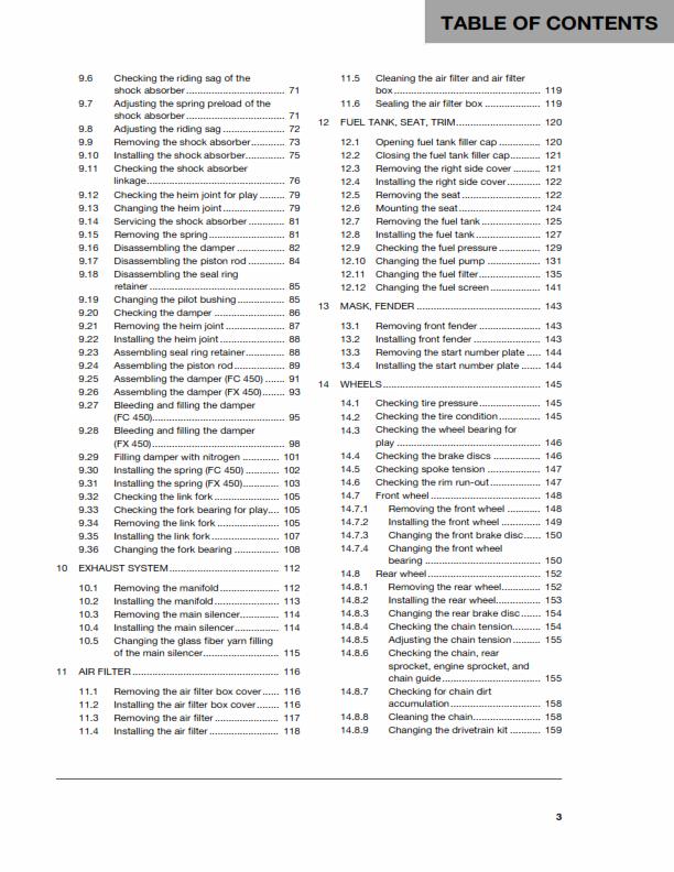 HUSQVARNA FC 450 FX 450 2017 REPAIR WORKSHOP SERVICE MANUAL REPRINTED COMB BOUND
