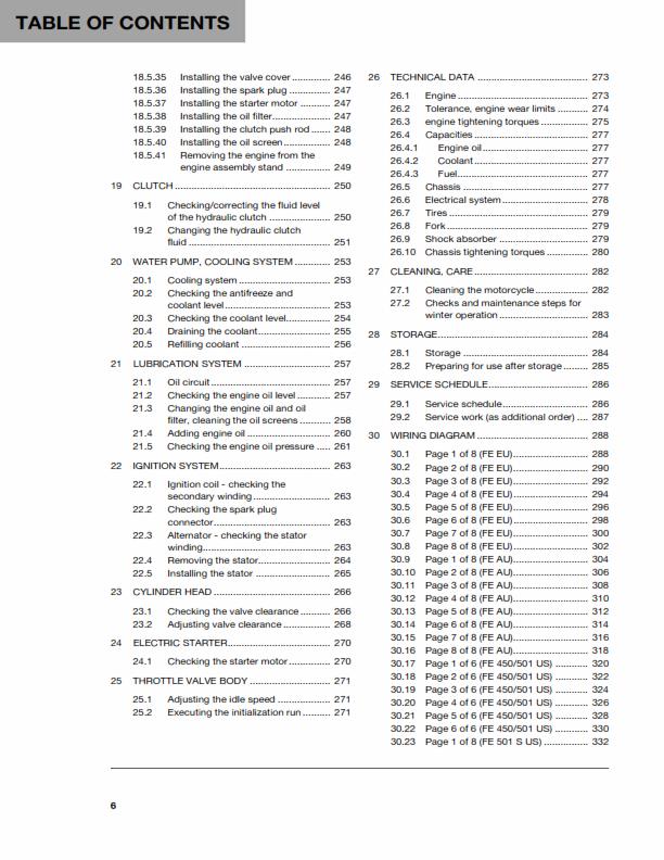 HUSQVARNA FE 450 FE 501 2016 REPAIR WORKSHOP SERVICE MANUAL REPRINTED COMB BOUND