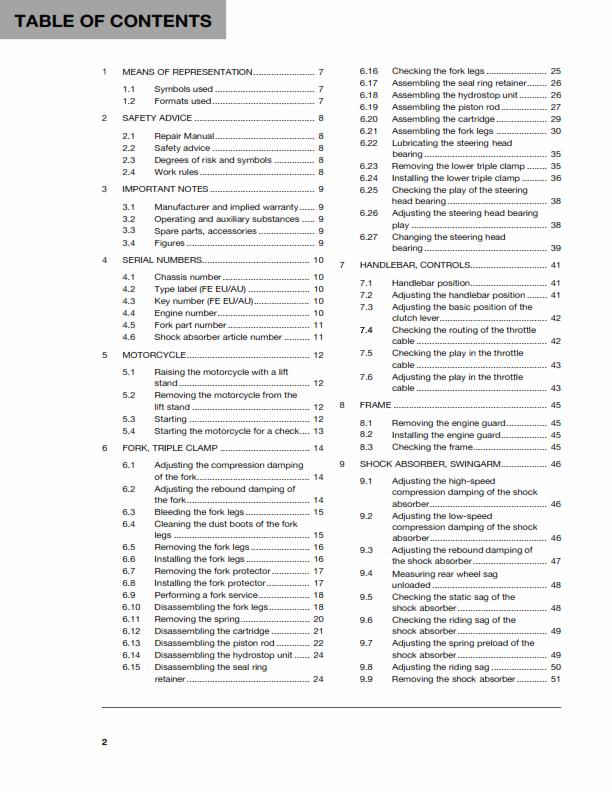 HUSQVARNA FE 250 2016 REPAIR WORKSHOP SERVICE MANUAL REPRINTED COMB BOUND