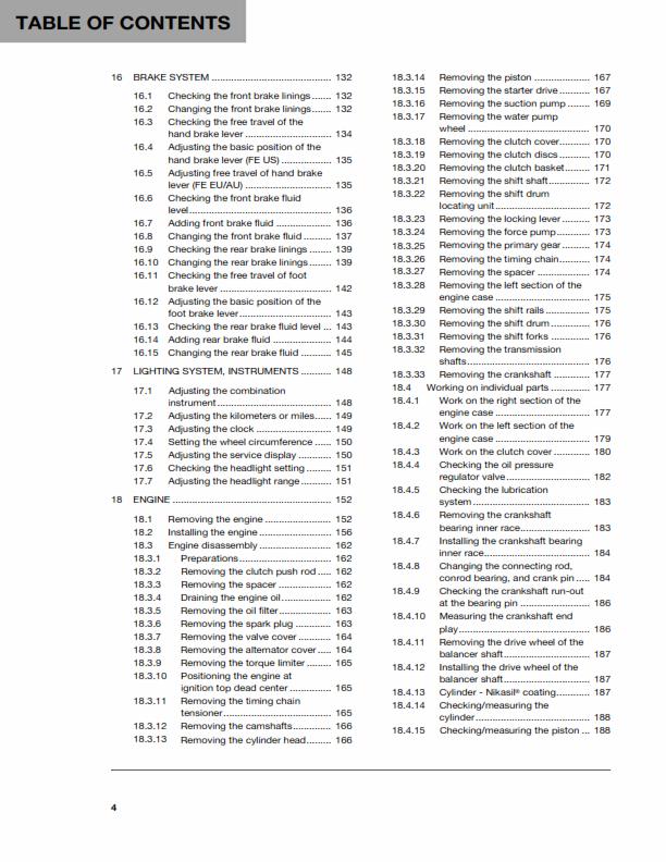 HUSQVARNA FE 250 2016 REPAIR WORKSHOP SERVICE MANUAL REPRINTED COMB BOUND