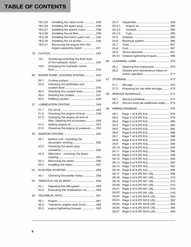 HUSQVARNA FE 450 501 S 2015 REPAIR WORKSHOP SERVICE MANUAL REPRINTED COMB BOUND