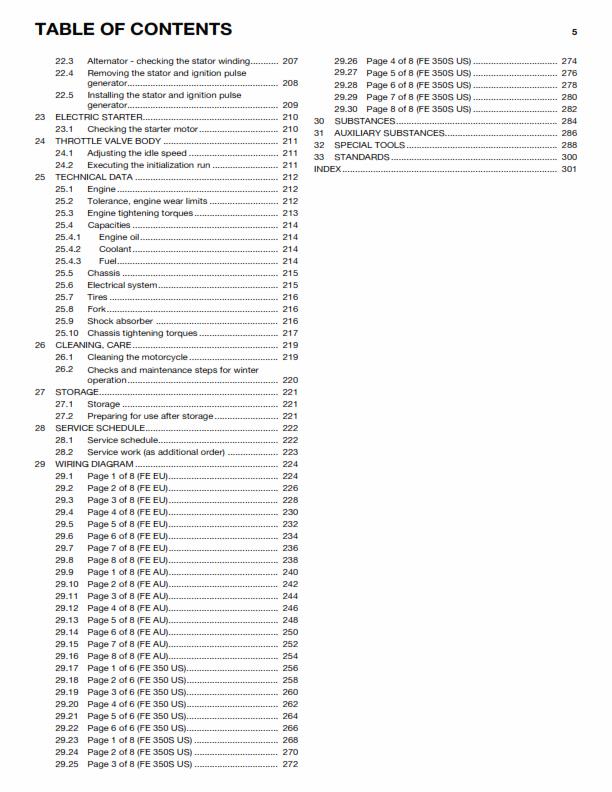 HUSQVARNA FE 350 350S 2015 REPAIR WORKSHOP SERVICE MANUAL REPRINTED COMB BOUND