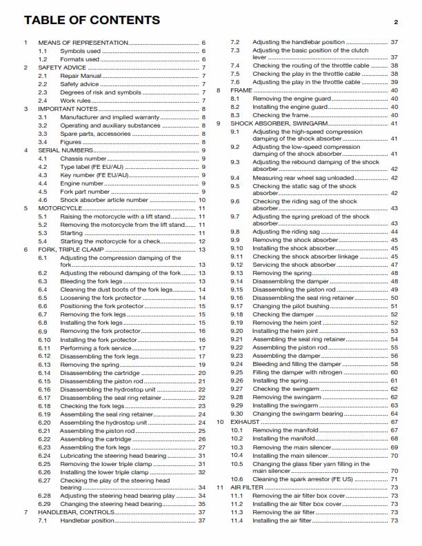 HUSQVARNA FE 250 EU AU US 2015 REPAIR WORKSHOP SERVICE MANUAL REPRINTED