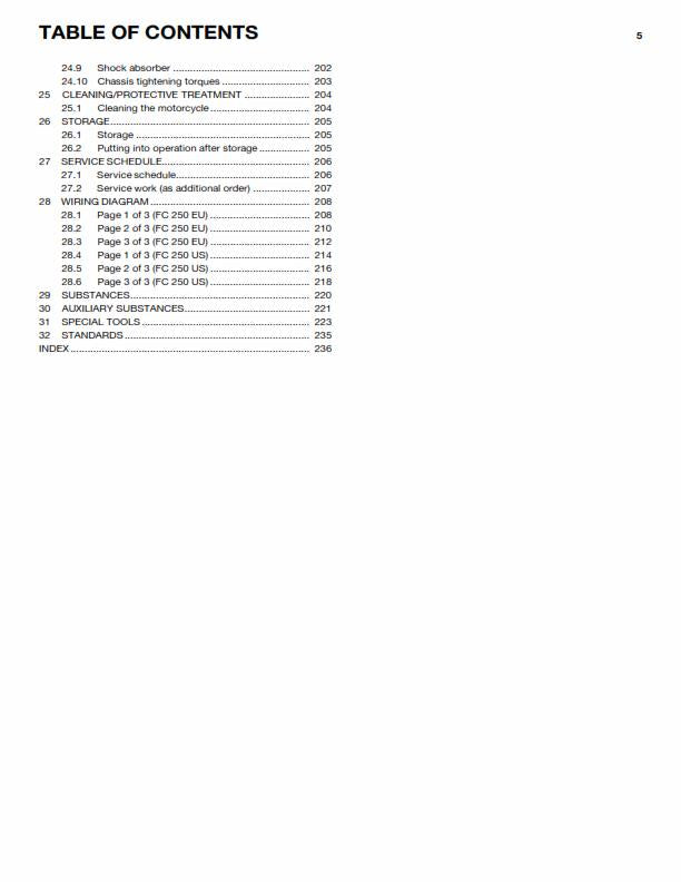 HUSQVARNA FC 250 2015 REPAIR WORKSHOP SERVICE MANUAL REPRINTED COMB BOUND