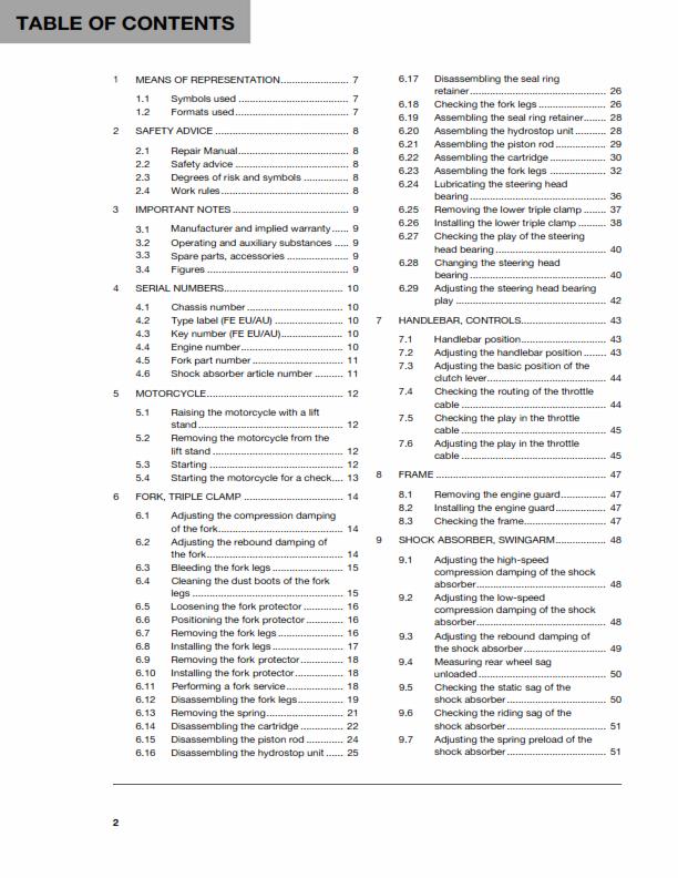 HUSQVARNA FE 450 FE 501 2014 REPAIR WORKSHOP SERVICE MANUAL REPRINTED COMB BOUND