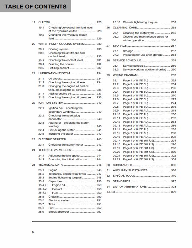 HUSQVARNA FE 450 FE 501 2014 REPAIR WORKSHOP SERVICE MANUAL REPRINTED COMB BOUND