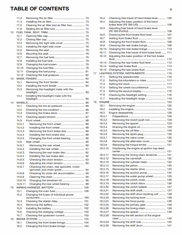 HUSQVARNA FE 350 EU AU US 2014 REPAIR WORKSHOP SERVICE MANUAL REPRINTED