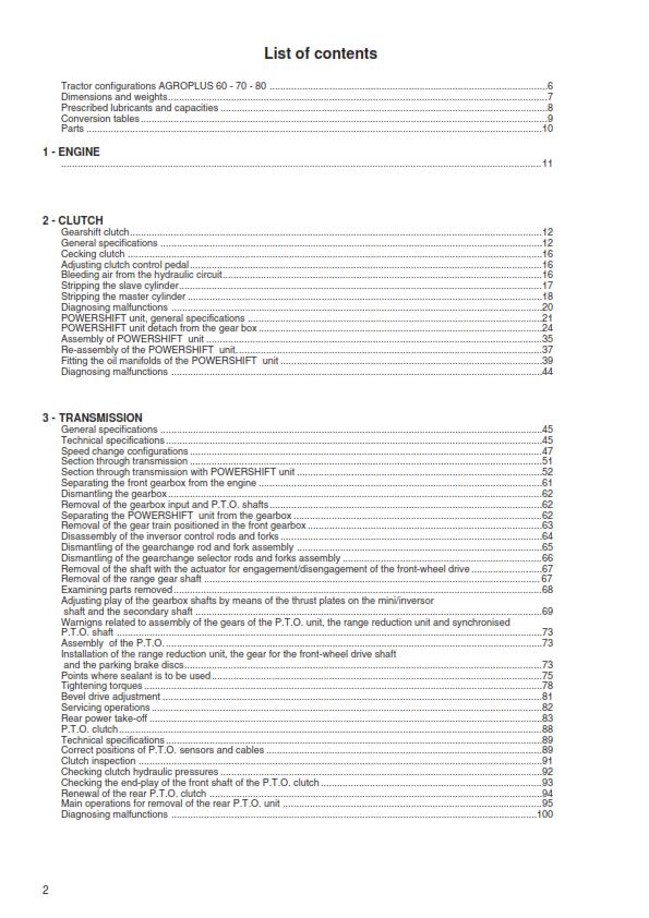 AGROPLUS 60 70 80 WORKSHOP SERVICE REPAIR MANUAL REPRINTED 2003 EDITION