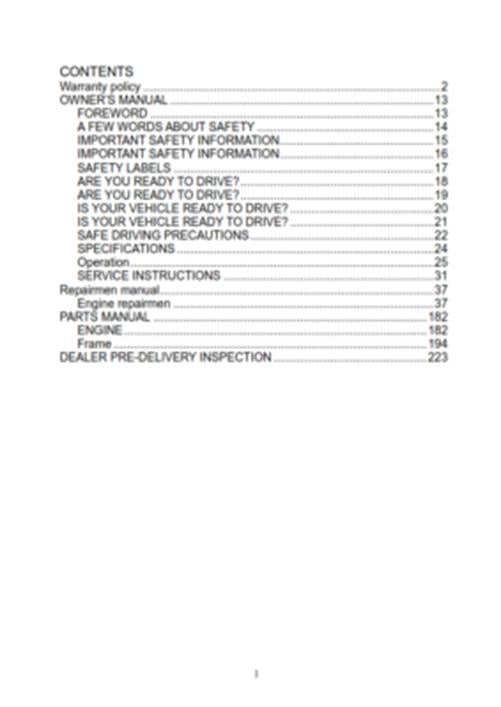 JOYNER JNSZ2000SR 2.0L SANDRUNNER SR2 OWNER PARTS SERVICE MANUAL 2008