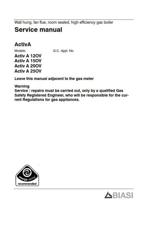 BIASI ACTIVA 12OV 15OV 20OV 25OV SERVICE MANUAL REPRINTED COMB BOUND