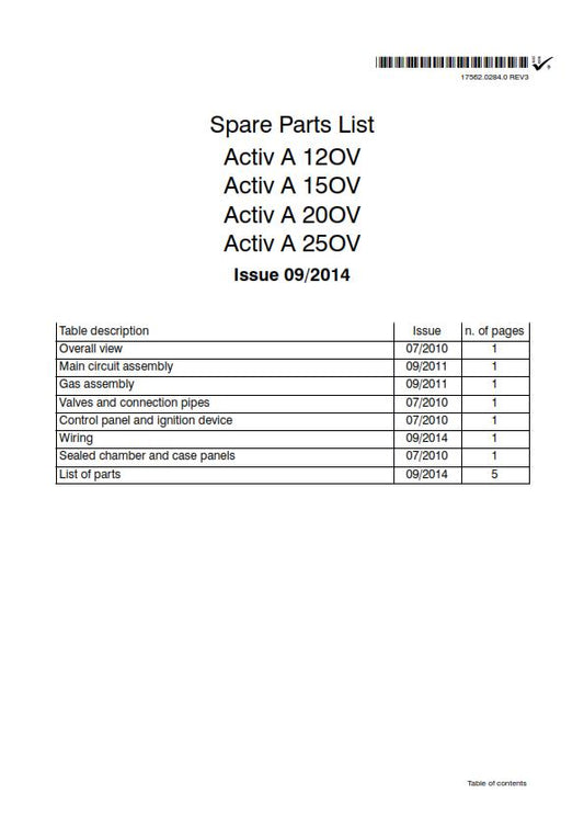 BIASI ACTIVA 12OV 15OV 20OV 25OV PARTS MANUAL REPRINTED COMB BOUND 2014