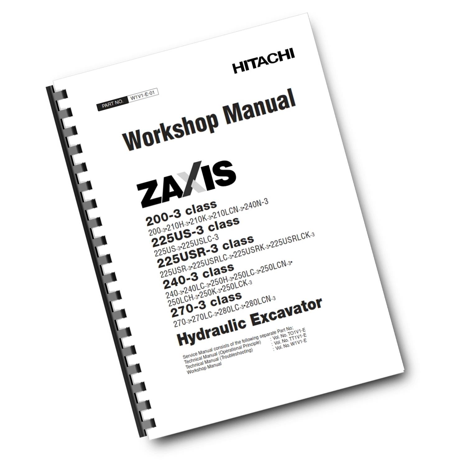 HITACHI ZAXIS 200-3 225US-3 225USR-3 240-3 270-3 WORKSHOP MANUAL REPRINTED 2006