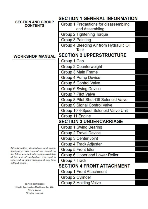HITACHI ZAXIS 200-3 225US-3 225USR-3 240-3 270-3 WORKSHOP MANUAL REPRINTED 2006