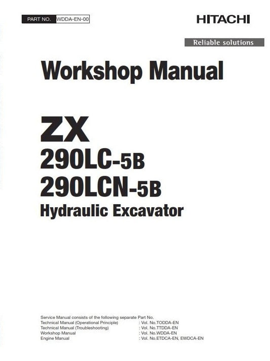 HITACHI ZX 290LC-5B 290LCN-5B WORKSHOP REPRINTED COMB BOUND