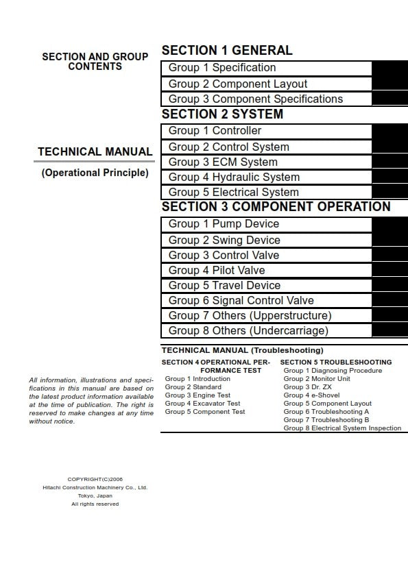 HITACHI ZAXIS 200-3 225US-3 225USR-3 240-3 270-3 TECHNICAL MANUAL REPRINTED 2006